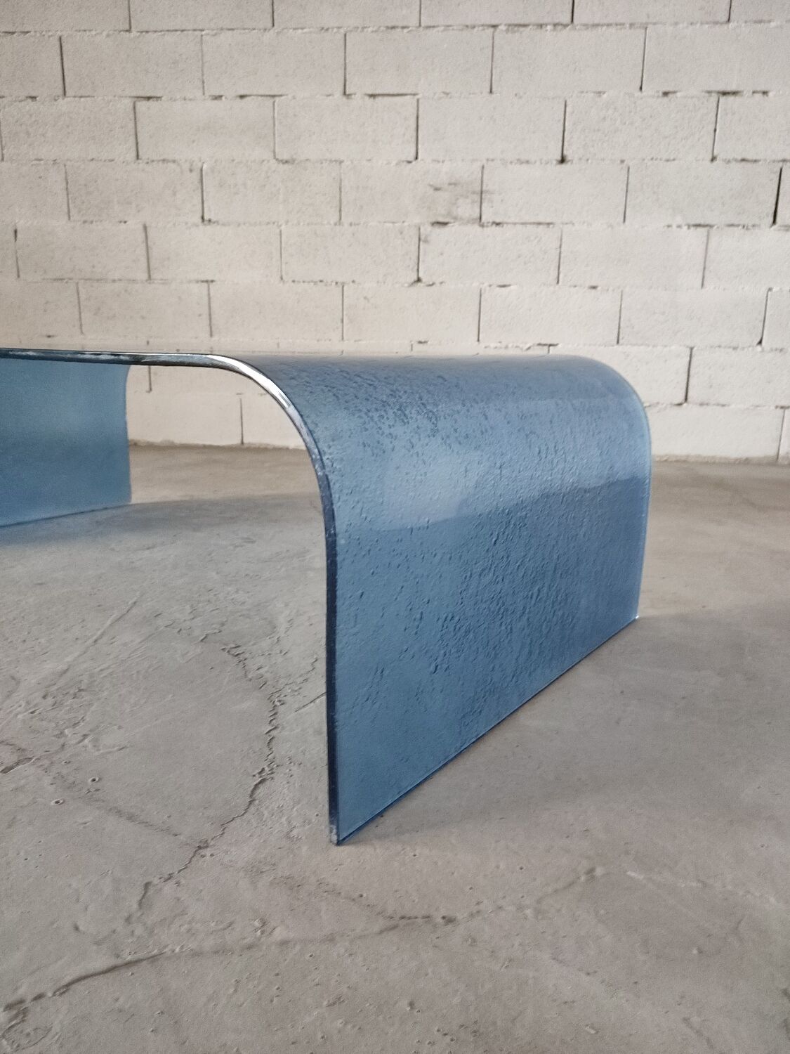 Vintage Italian blue glass coffee table