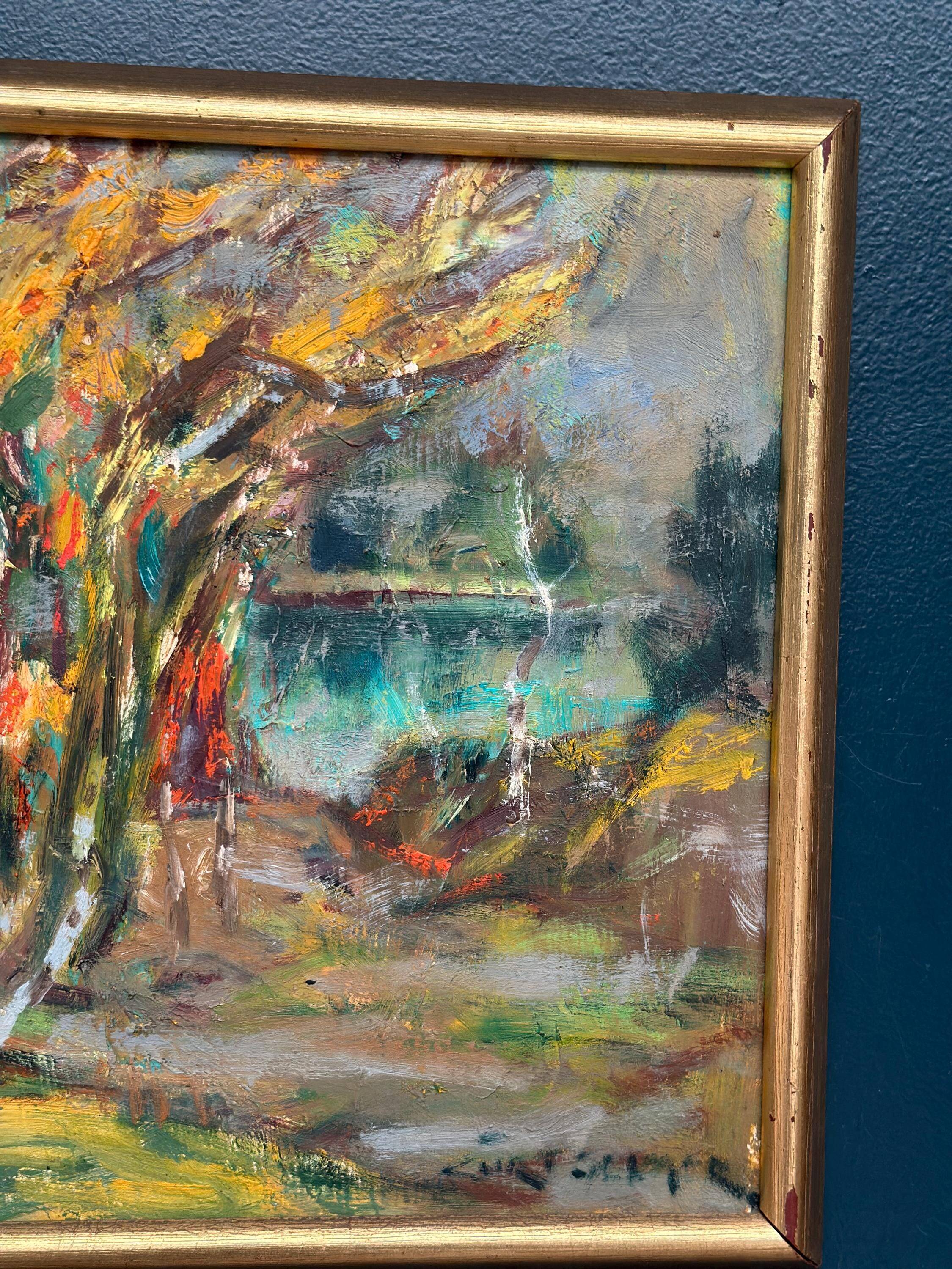 Original Swedish Oil on Panel – “Autumn Landscape” by Curt Selmer – Signed