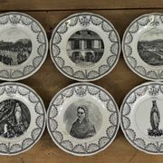 Set of 6 souvenir plates of Lourdes Digoin & Sarreguemines