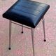 Black faux leather and chrome stool. 1970s, vintage seventies decor.