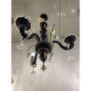 Venetian black and gold murano style glass chandelier with flowers and leaves