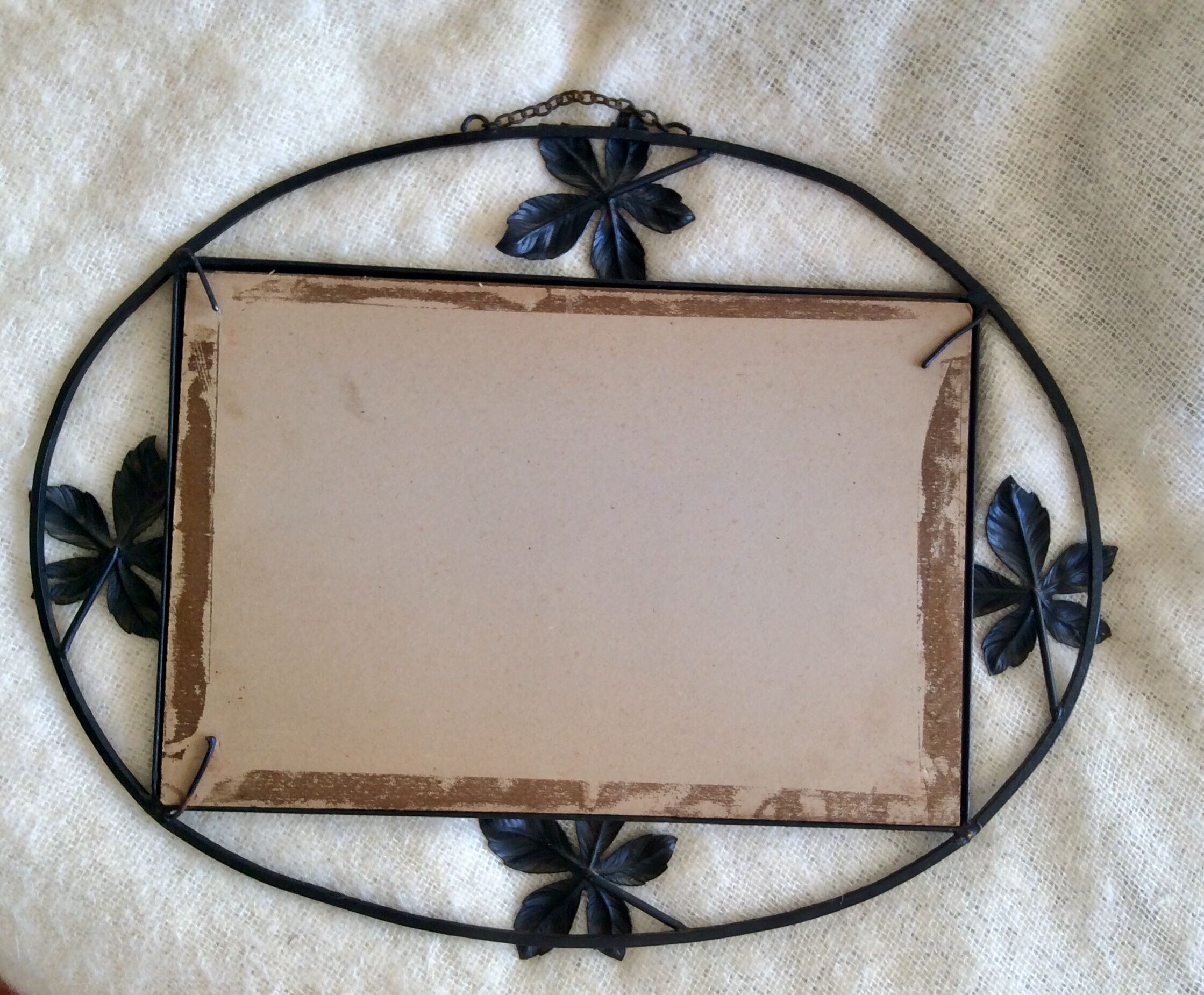 Miroir ancien Art Déco fer forgé martelé décor vegétal