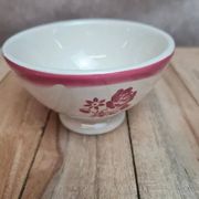 Small antique dining set bowl in earthenware with pink floral decoration – retro charm