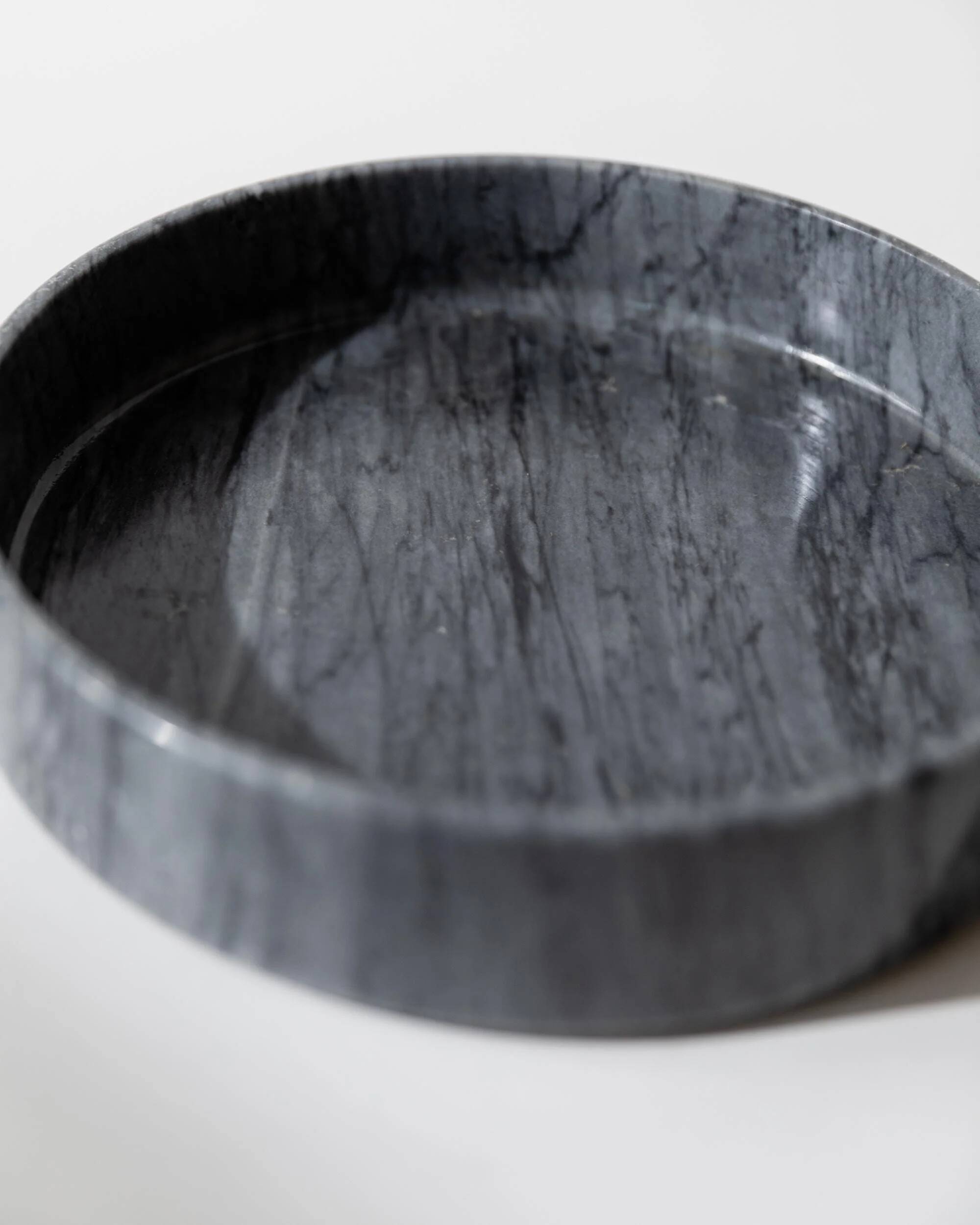 Large vintage marble bowl from the 1970s, dark grey.