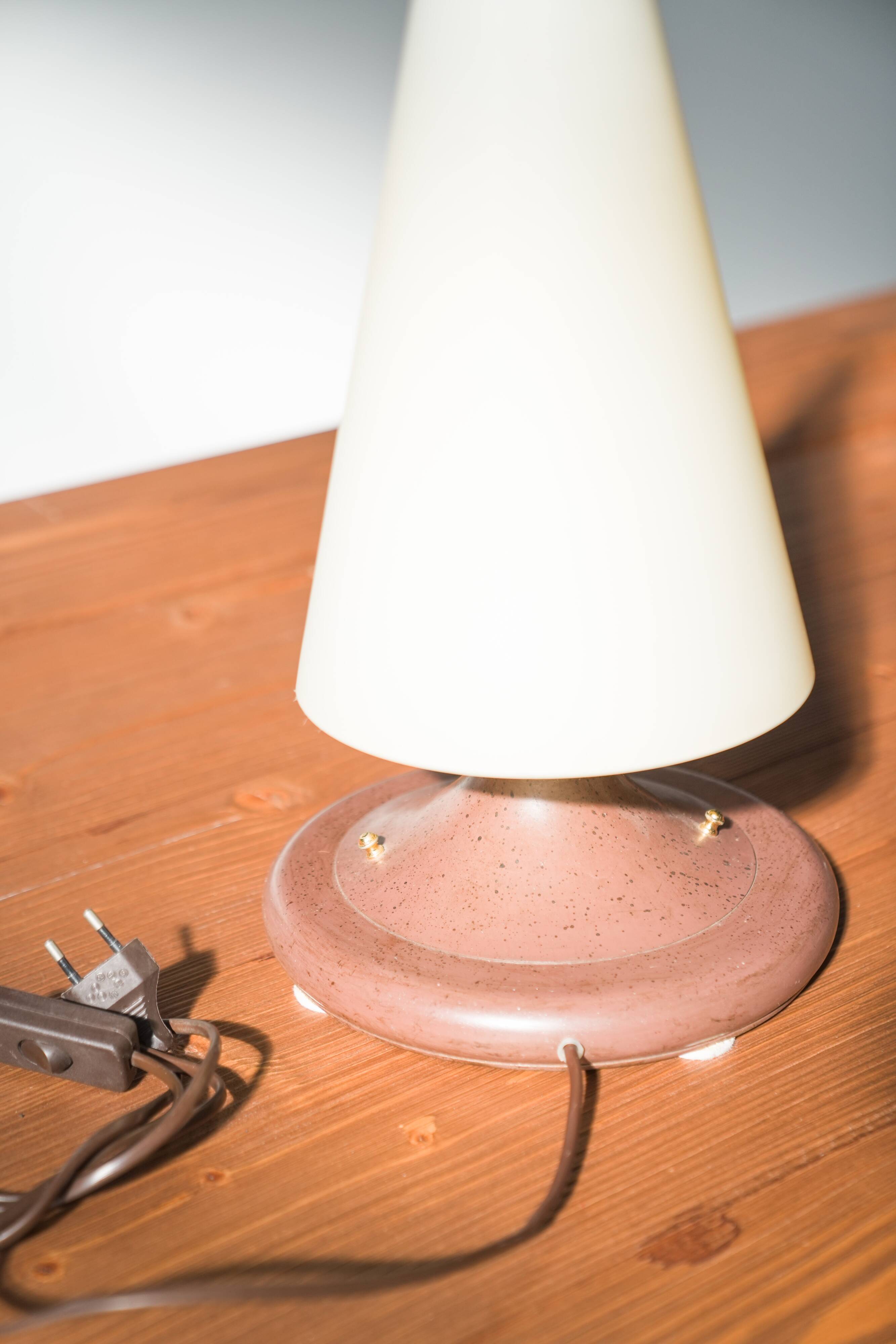 1970s-80s Brass and Glass Table Lamp