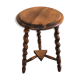 Old milking stool twisted feet vintage wood