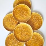 7 Sarreguemines water lily plates
