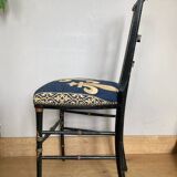 Chaise de chambre époque Napoleon III  Fleurs de Lys et décors peints colorés