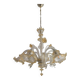 Venetian Murano-Style Glass Chandelier in Transparent and Gold with Flowers