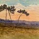 Watercolor late nineteenth early twentieth The evening on the moor signed Léon Roger 1886-1924