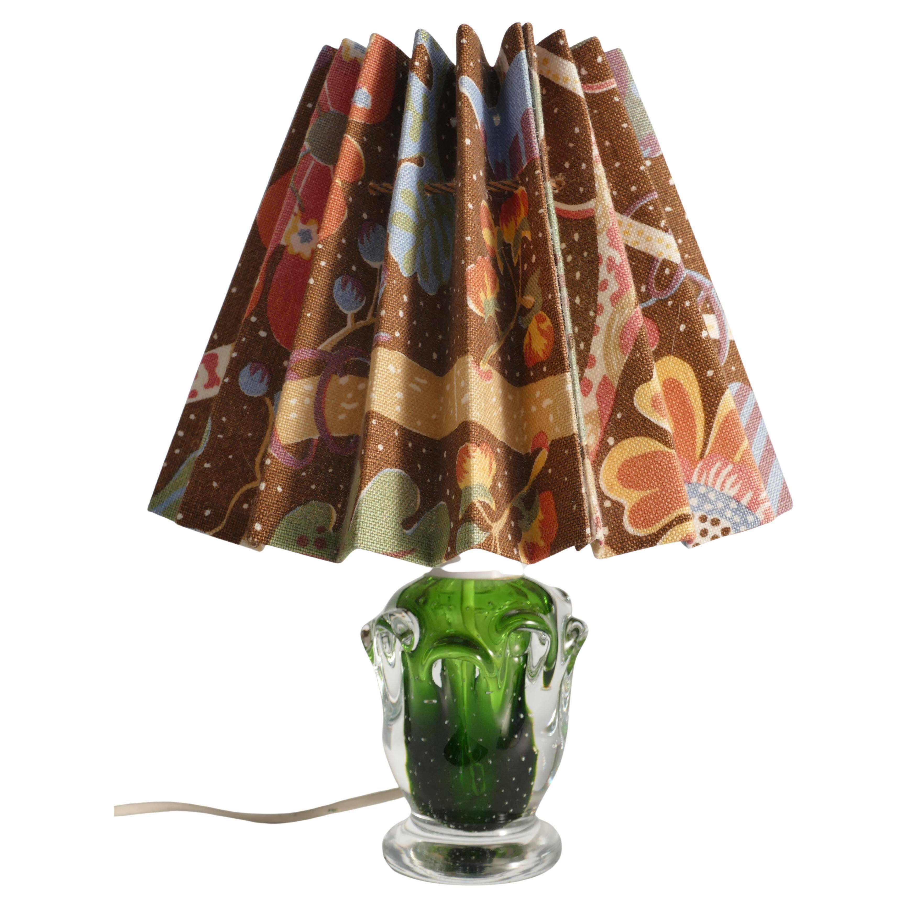 Green Glass Table Lamp Börne Augustsson, Åseda, 1950s