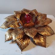 Vintage Gold Metal Wall or Ceiling Light "Sun"