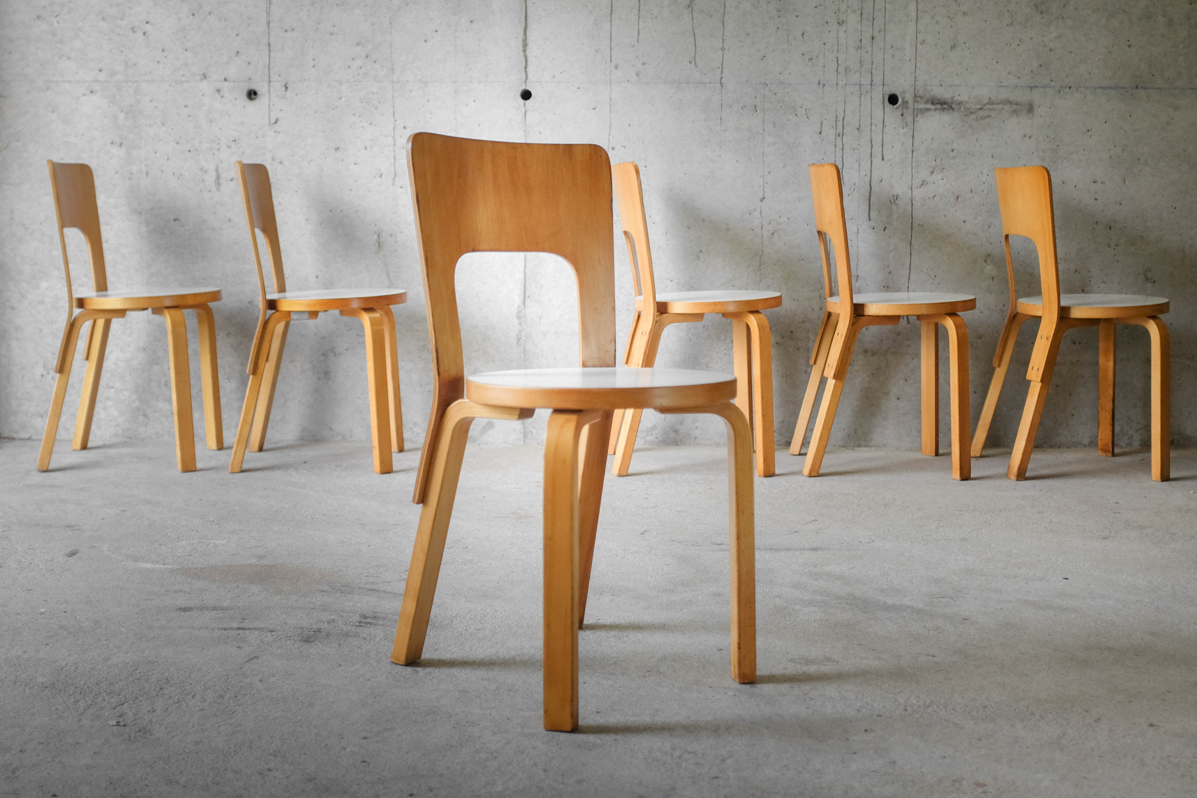Set of 6 chairs model 66 by Alvar Aalto for Artek