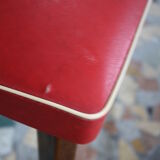 Lot of 8 vintage wooden chairs and red skai