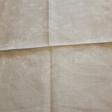 Ancienne nappe lin damassée beige 160 × 180 cm + 12 serviettes