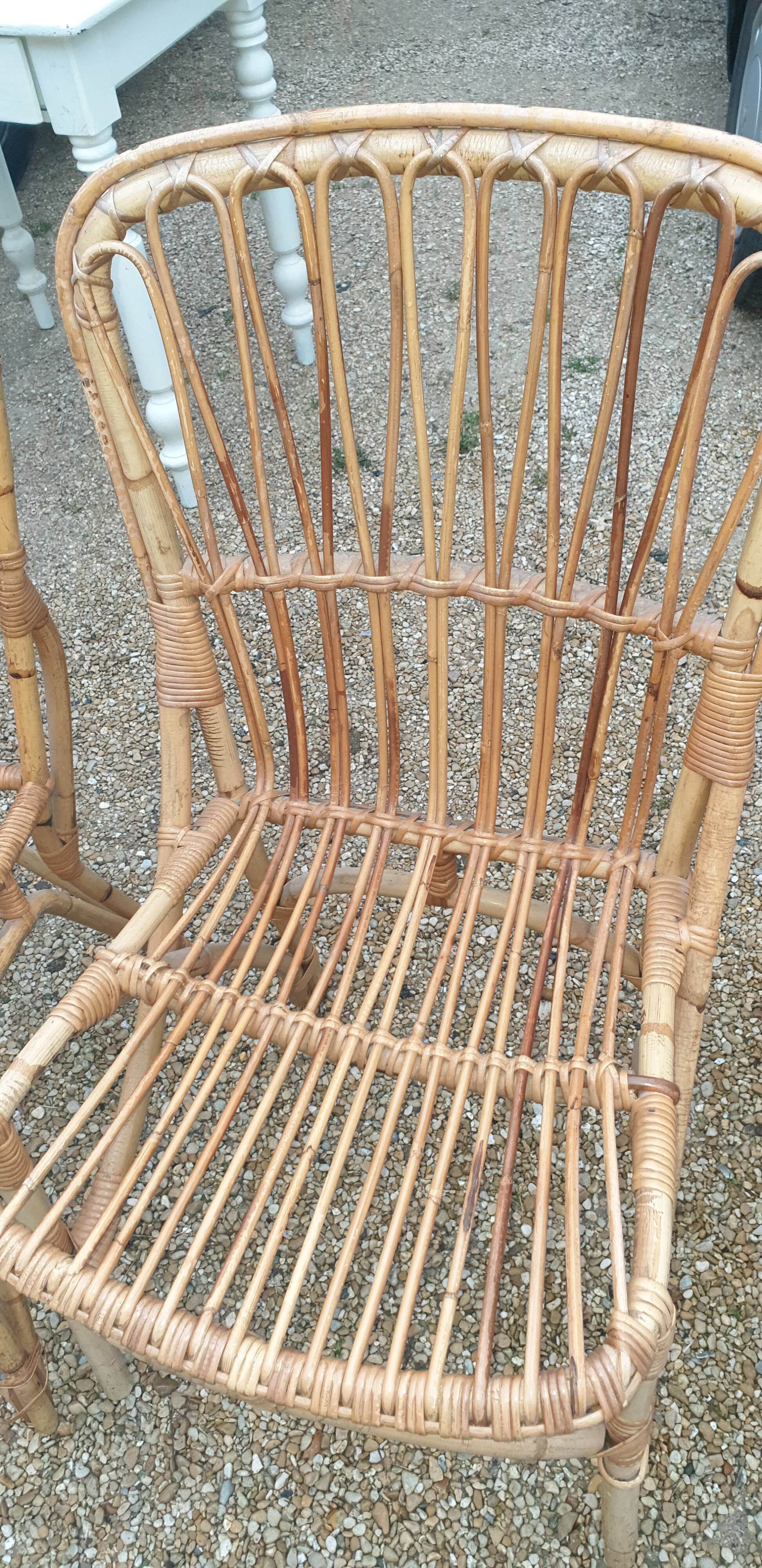 4 sixties/seventies bamboo chairs