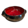Deep red glazed and metallic ceramic catchall.