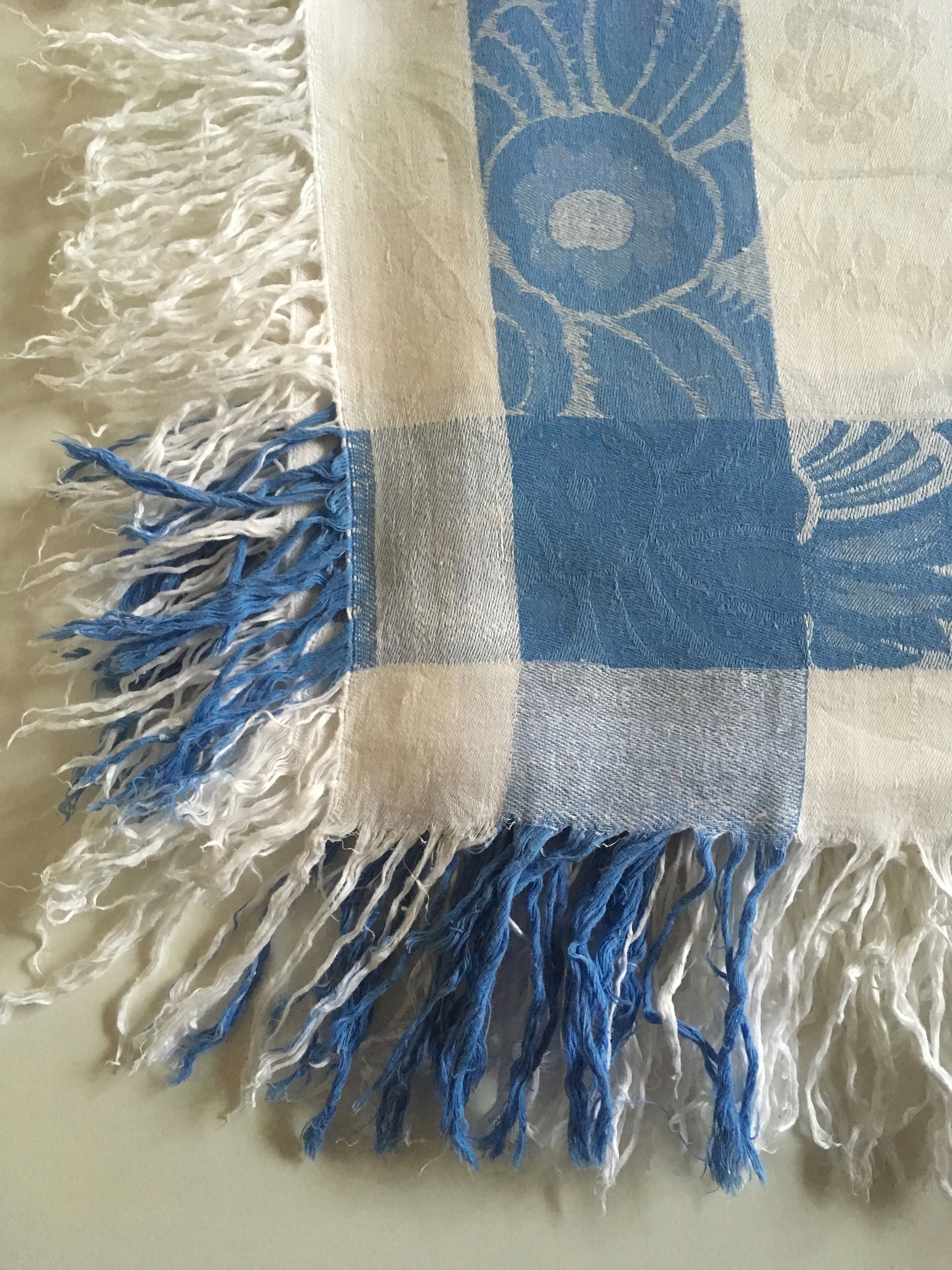 1910's fringed linen damask slick