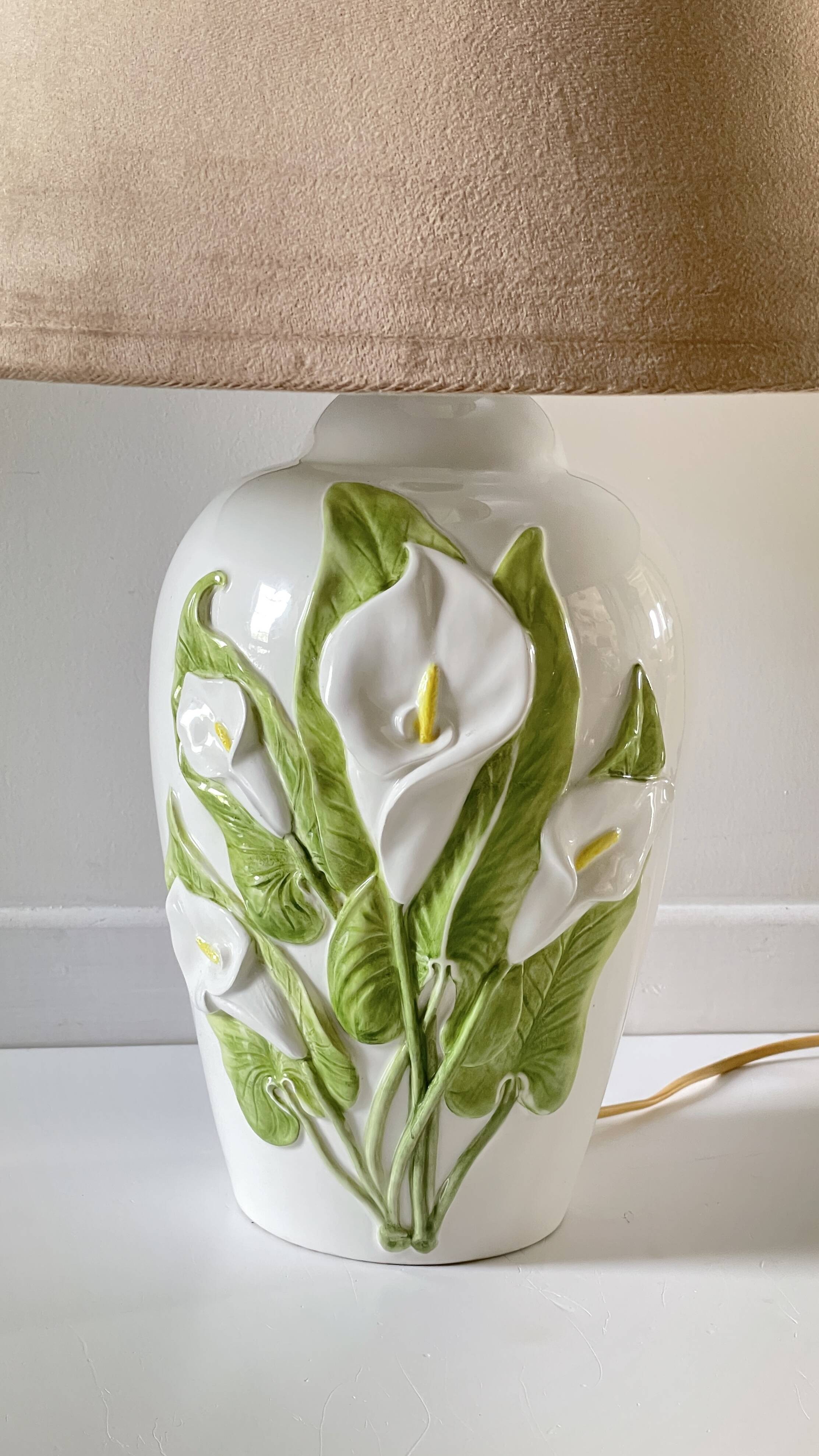 Lampe italienne fleurs d'arum vintage