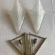 Pair of art deco metal and satin pressed glass sconces