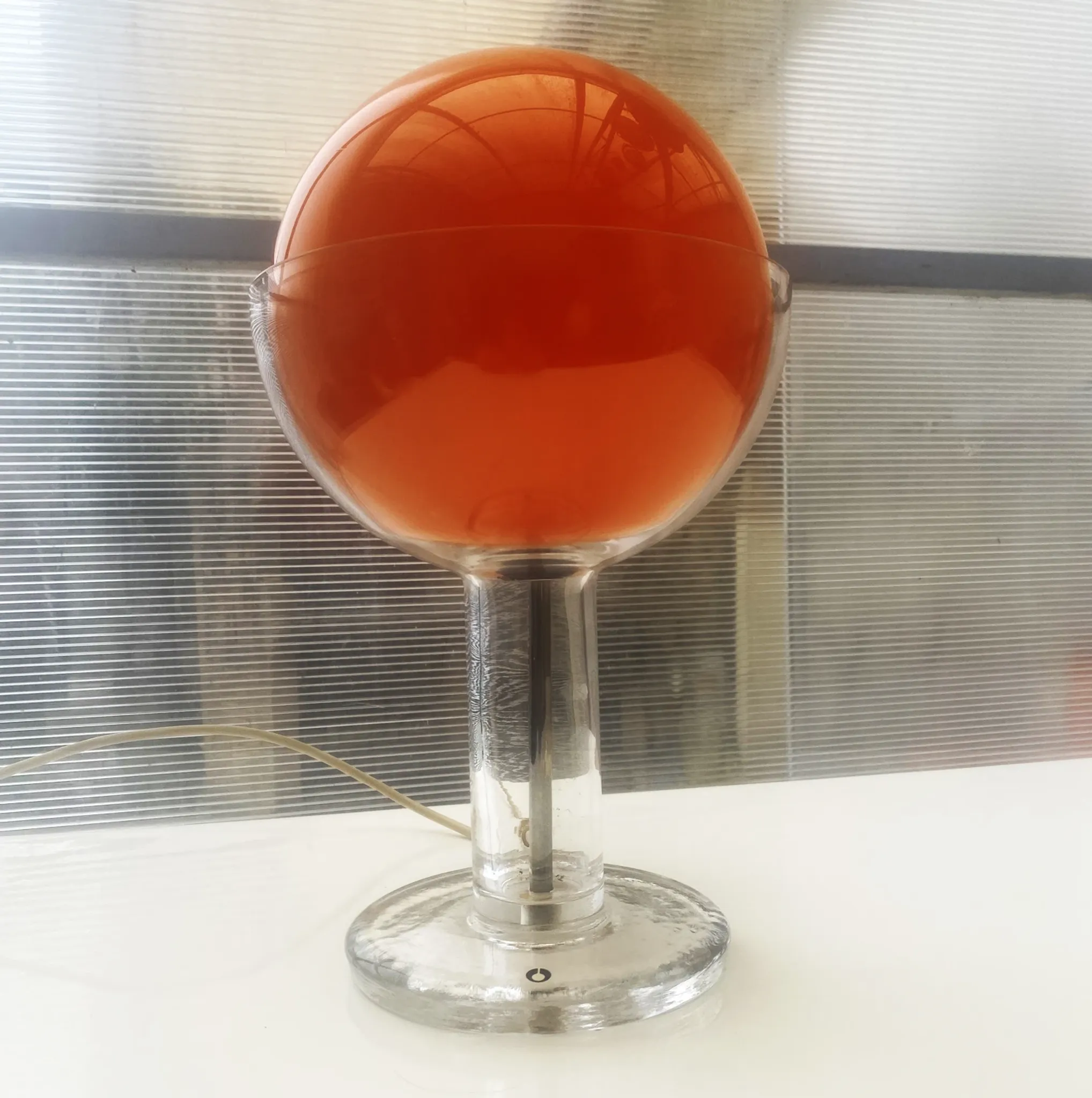 Rare glass art lamp by Eva Englund for Pukeberg from the 1970s.