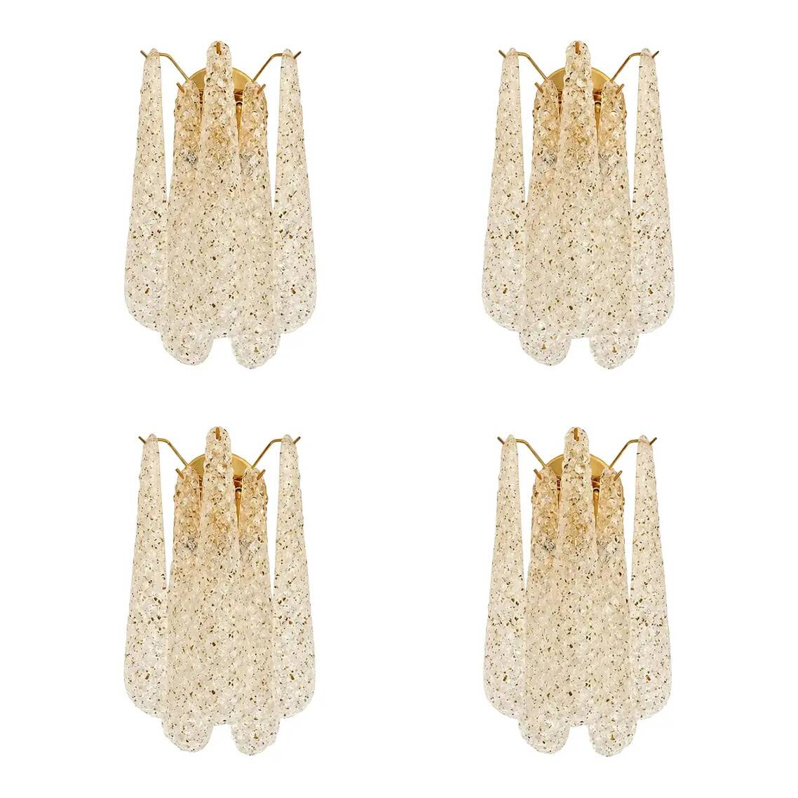 Modern Italian Gold Wall Sconce Lot of Four with Murano Conchiglie Glass