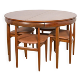 Mid-century teak dining table & chairs by Hans Olsen for Frem Røjle, Denmark, 1960s, set of 5