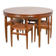 Table à manger en teck des années 50 et chaises par Hans Olsen pour Frem Røjle, Danemark, années 1960, ensemble de 5.