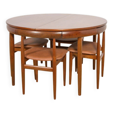 Mid-century teak dining table & chairs by Hans Olsen for Frem Røjle, Denmark, 1960s, set of 5