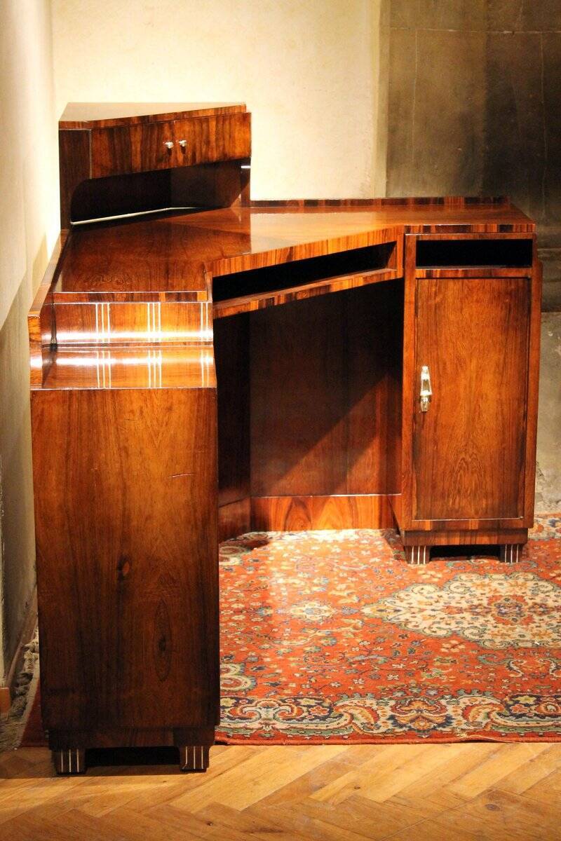 Art Deco Veneer Writing Desk or Vanity Table, 1920s