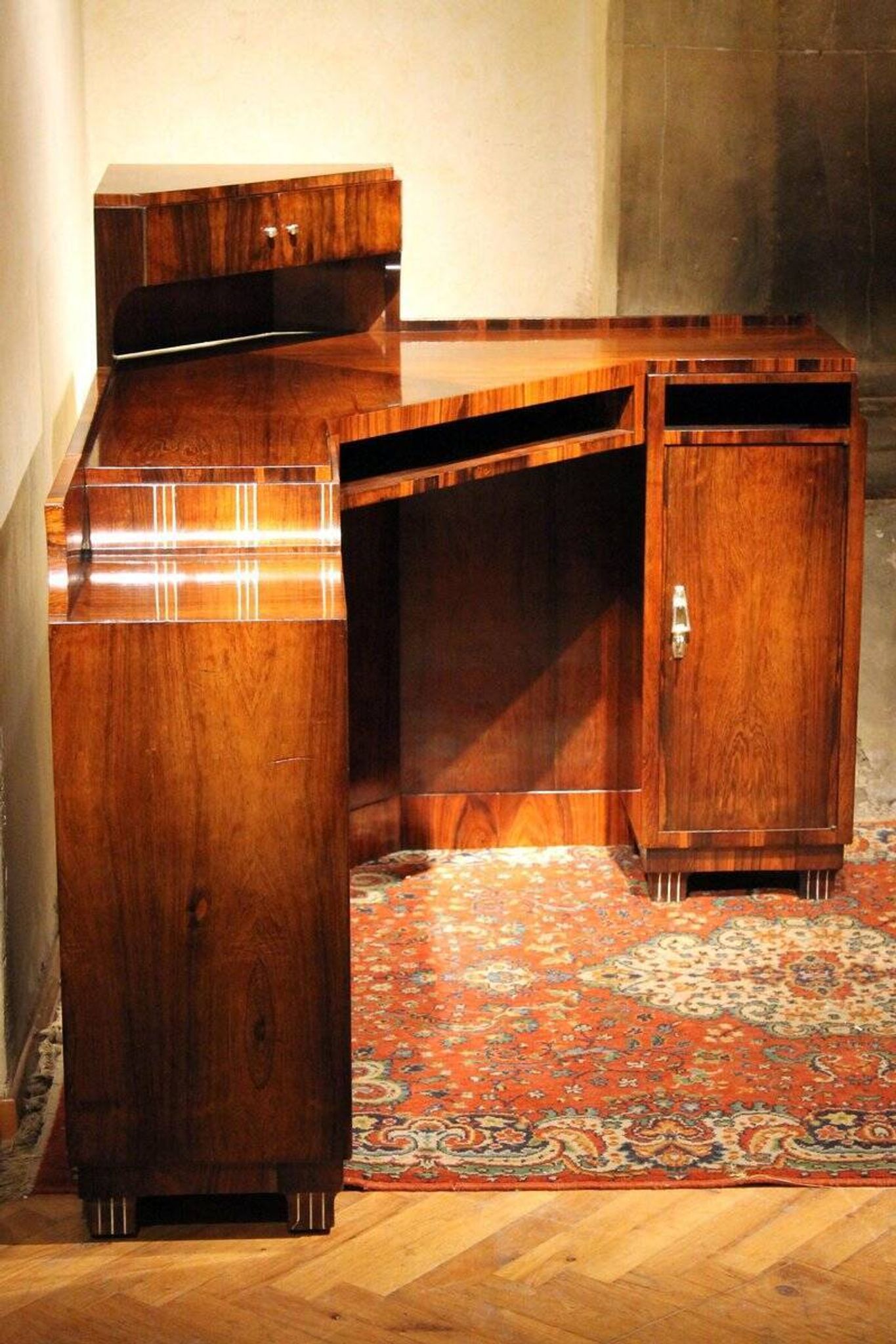 Art Deco Veneer Writing Desk or Vanity Table, 1920s
