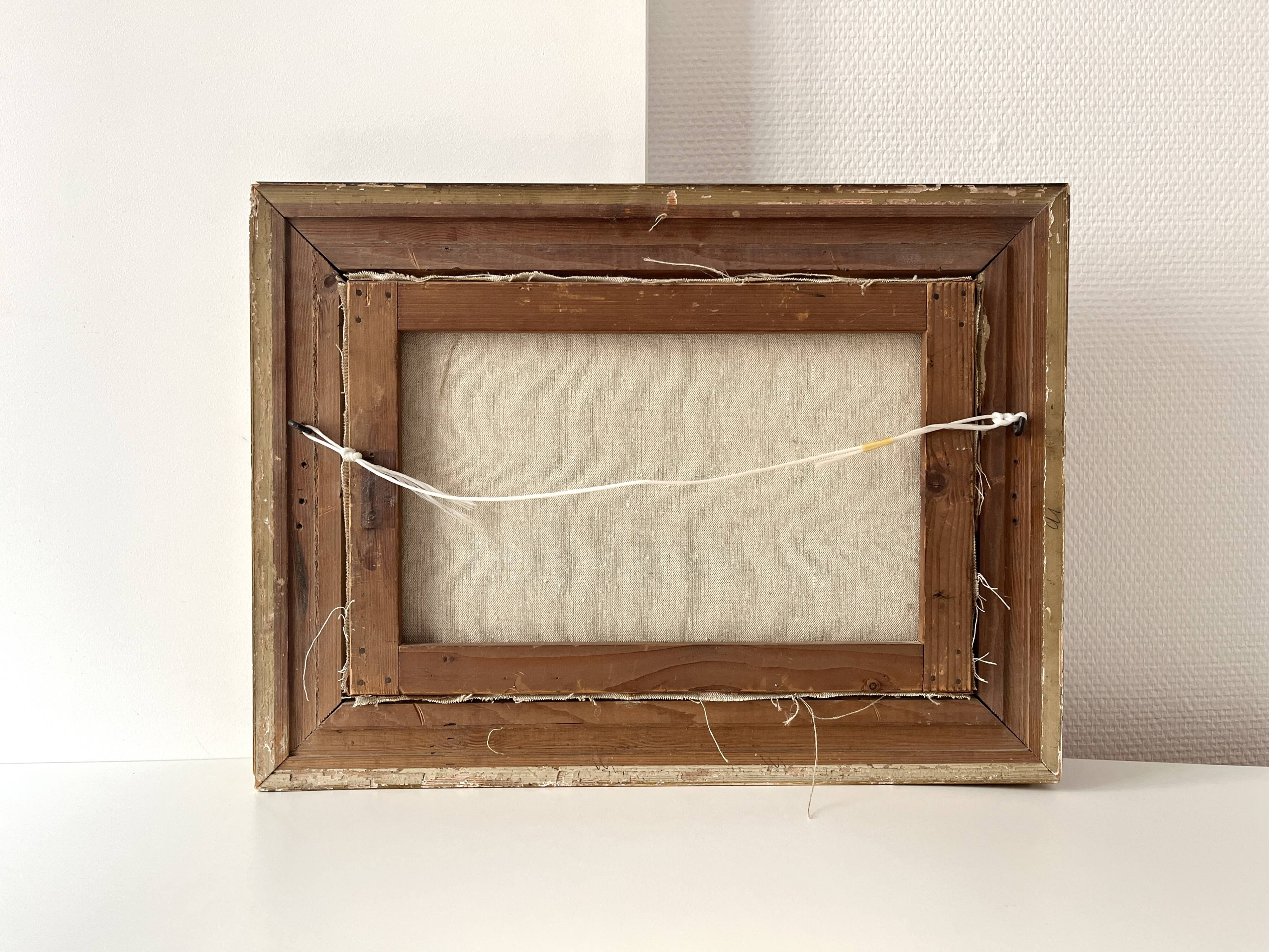 Oil on canvas of a still life with pears 1911, antique framed painting