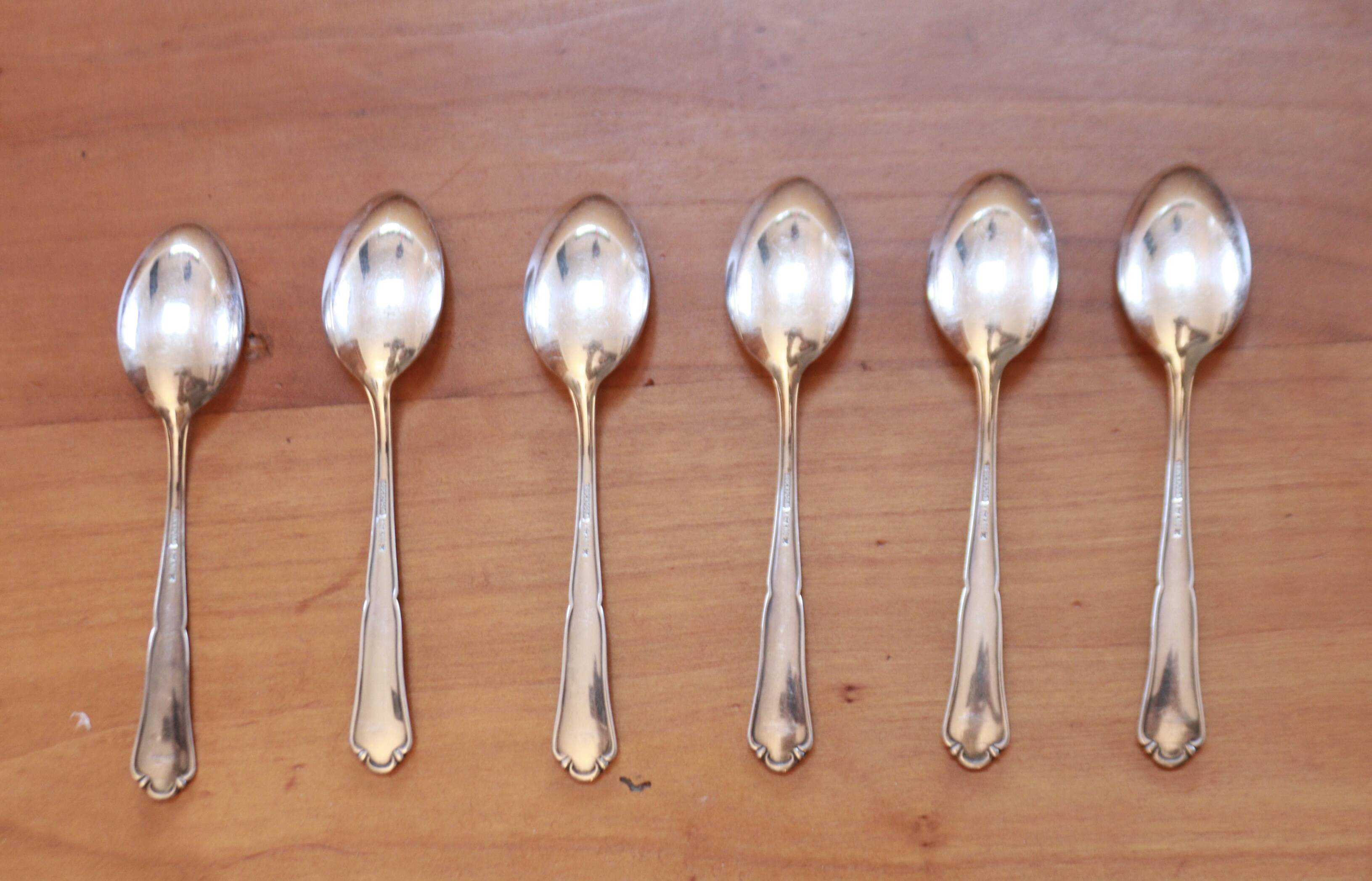 Six silver-plated mocha spoons