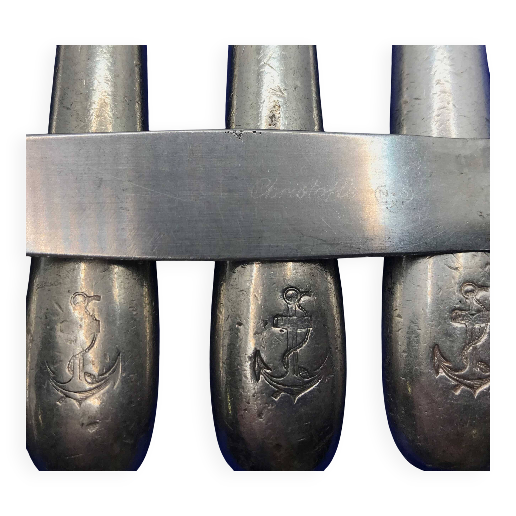 Lot de 6 petits couteaux de la Marine en métal argenté Christofle