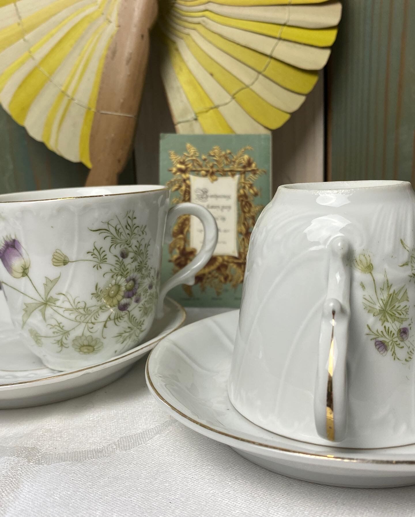 Duo of antique coffee cups
