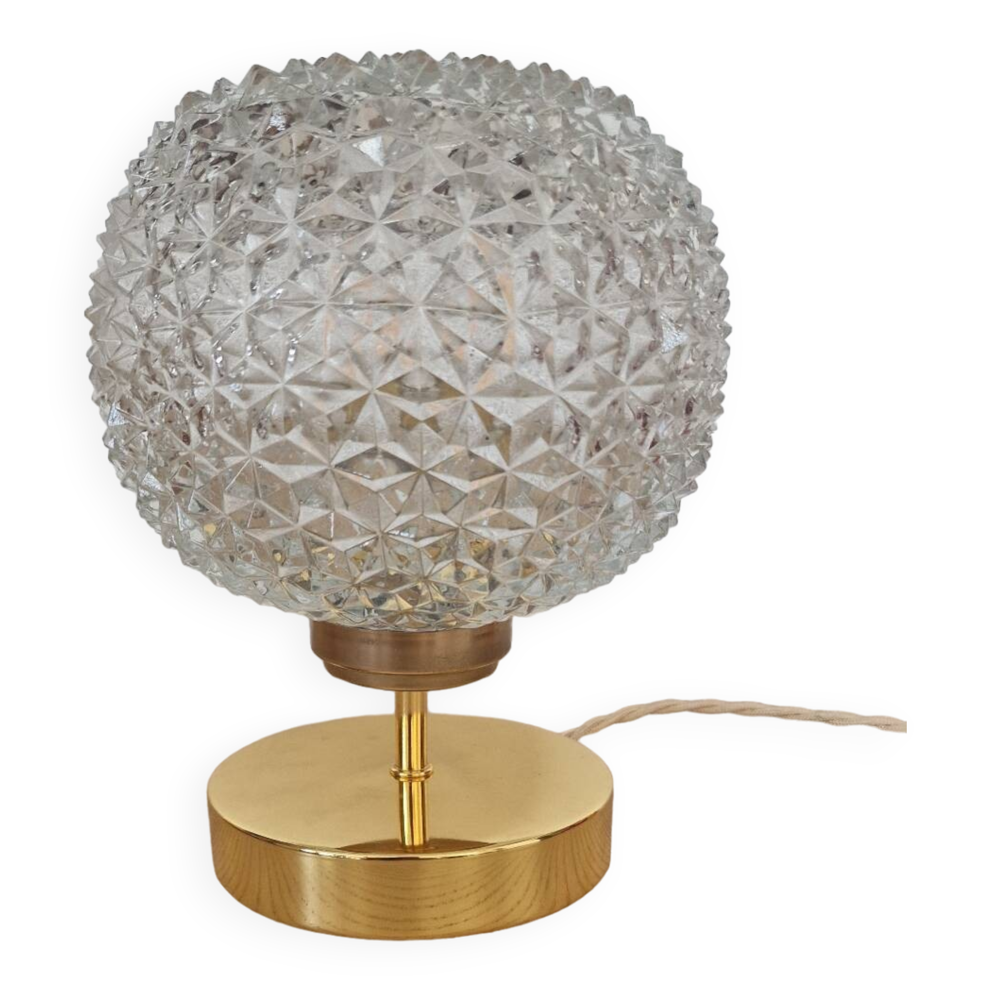 Touch lamp, vintage cut glass, diamond pattern