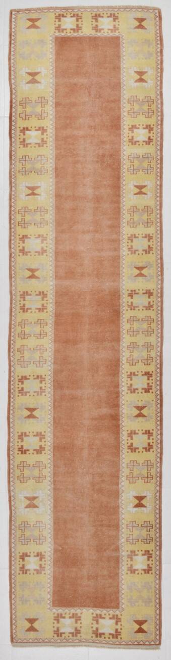 3x11 Pumpkin Orange & Yellow Runner Rug, Handwoven Turkish Runner, 81x344Cm