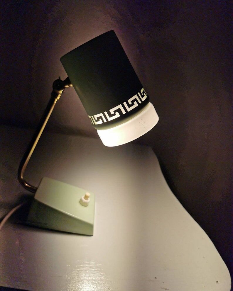 Night light 1970 pastel green with gold, France