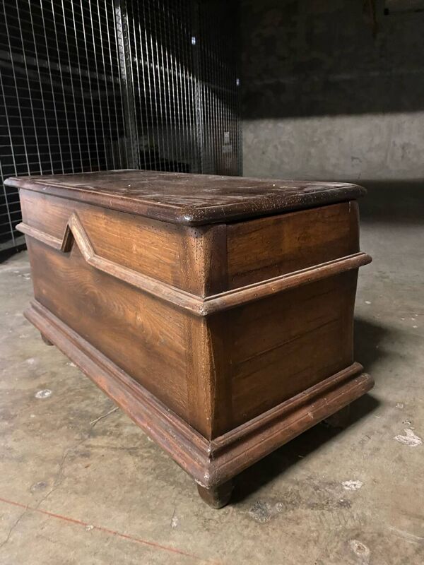 Banc ouvrant en bois ancien en chêne