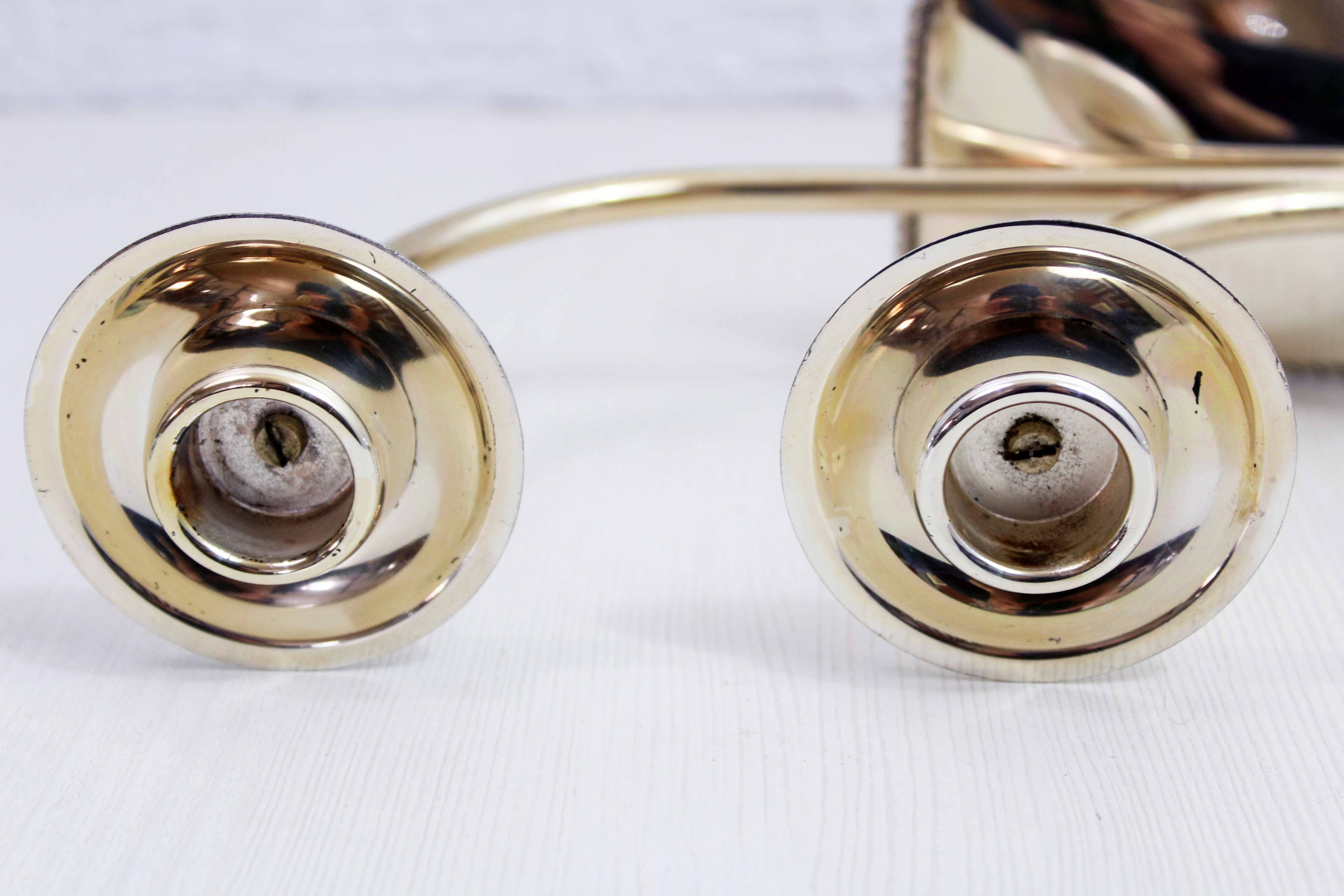 Silver metal candle holder