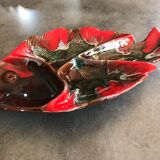 Plat à compartiment apéritif forme poisson en céramique de vallauris 37 cm