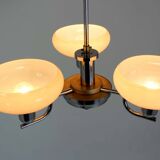 Lustre Art Déco Bauhaus chromé de Napako, ancienne Tchécoslovaquie, 1940