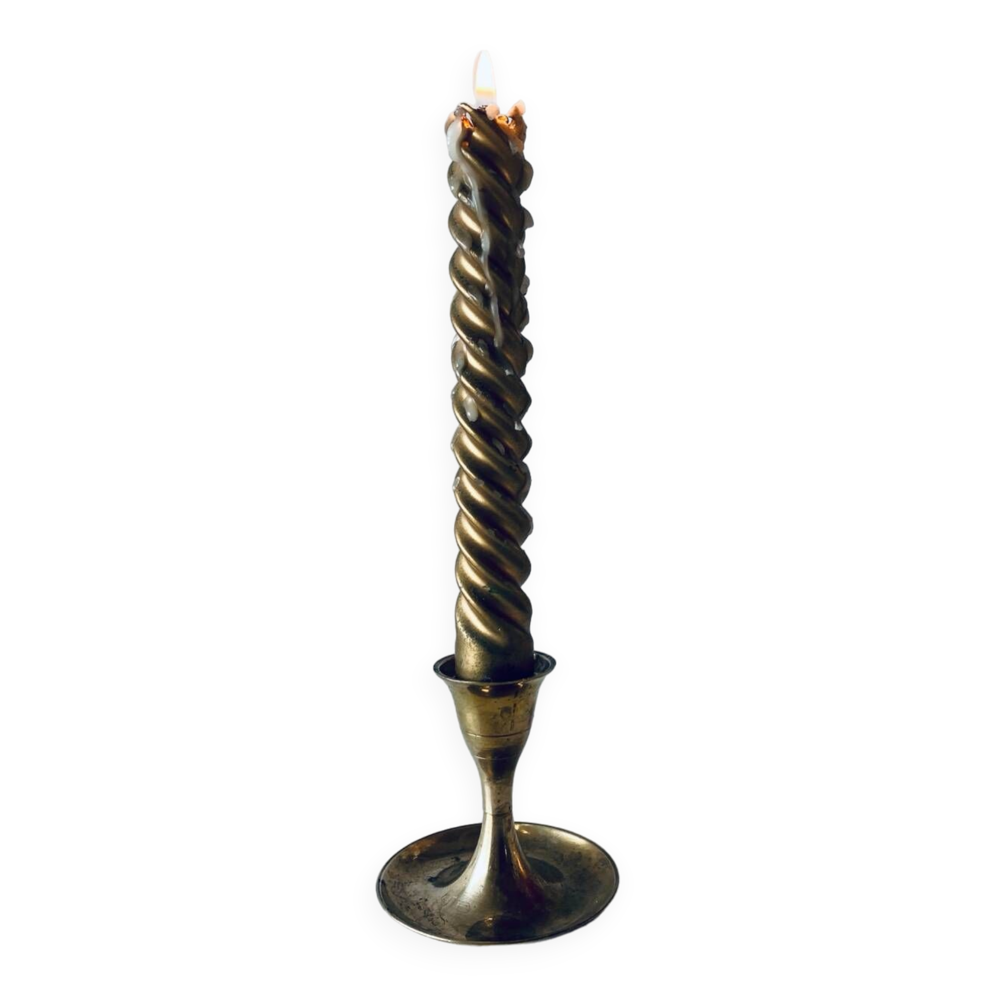 Golden brass candle holder