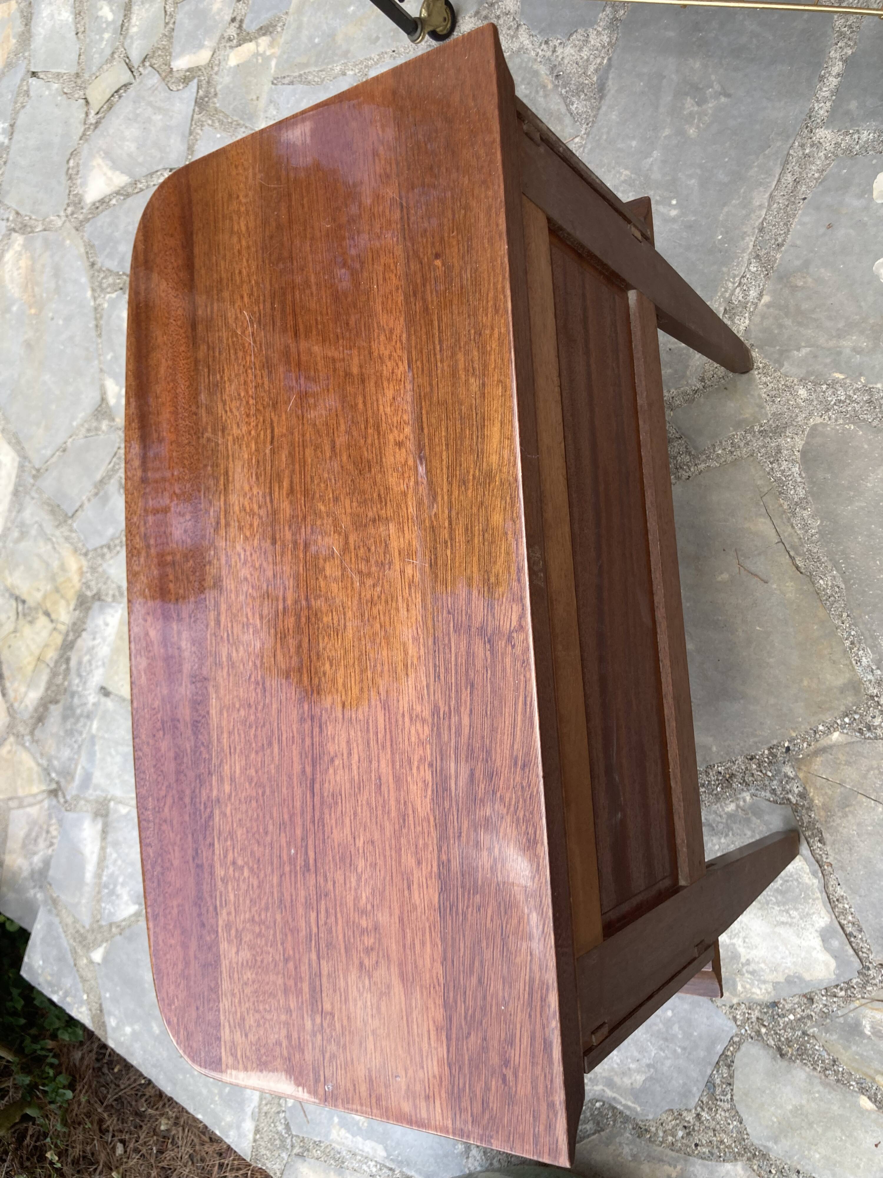 varnished rosewood bedside table