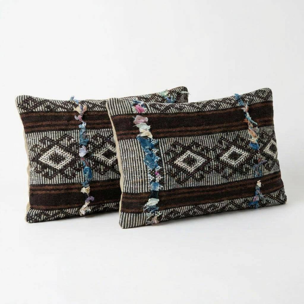 Set of 2 vintage kilim cushion covers 36x51 cm
