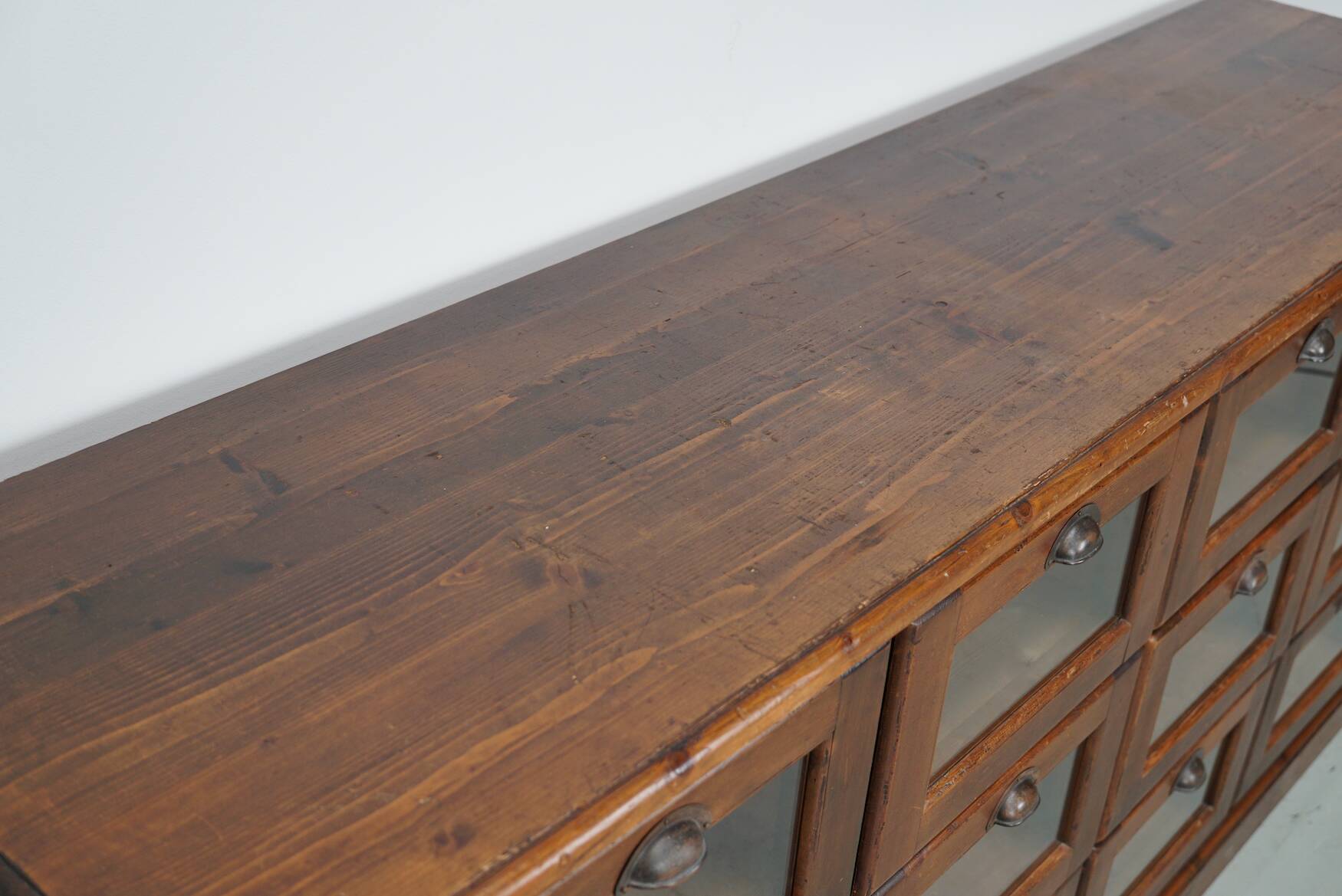 Vintage Dutch Pine Haberdashery Shop Cabinet, Mid-Century