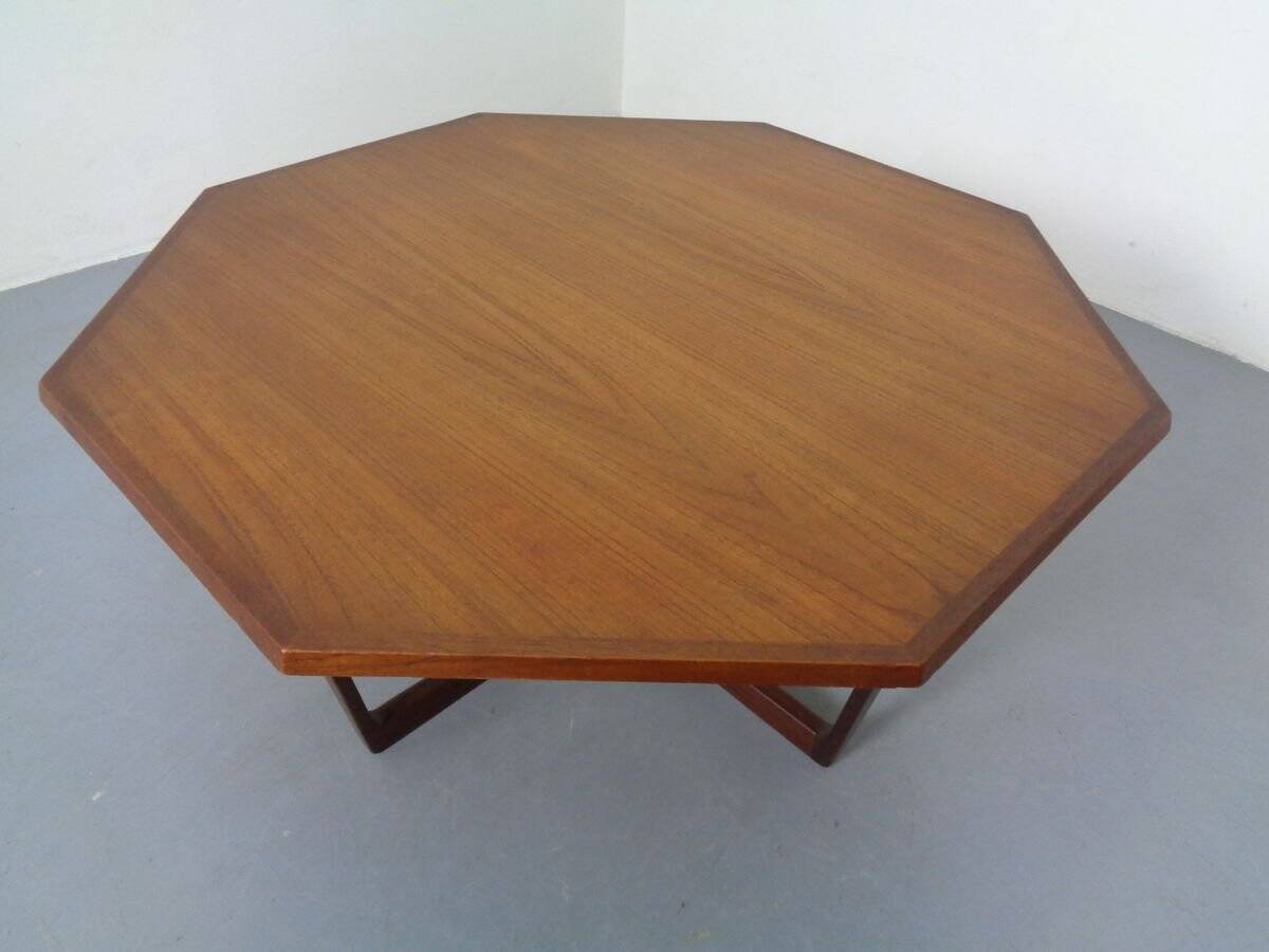 Danish Octagonal Teak Coffee Table, 1960s