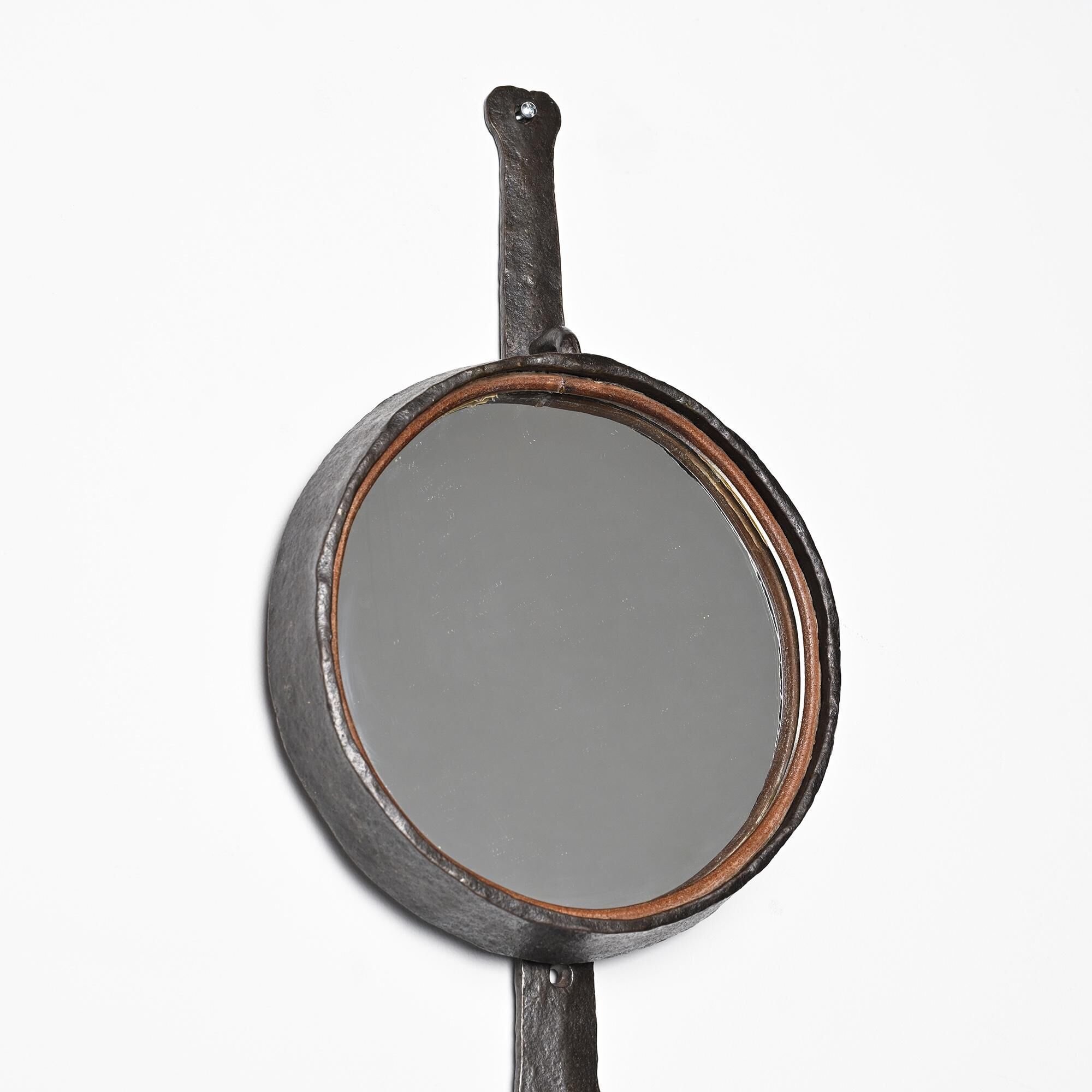 Wrought iron mirror by Léopold Gest, France, circa 1970.