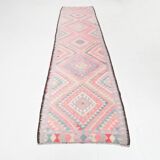 Pink Kilim Runner Rug, 94x404Cm