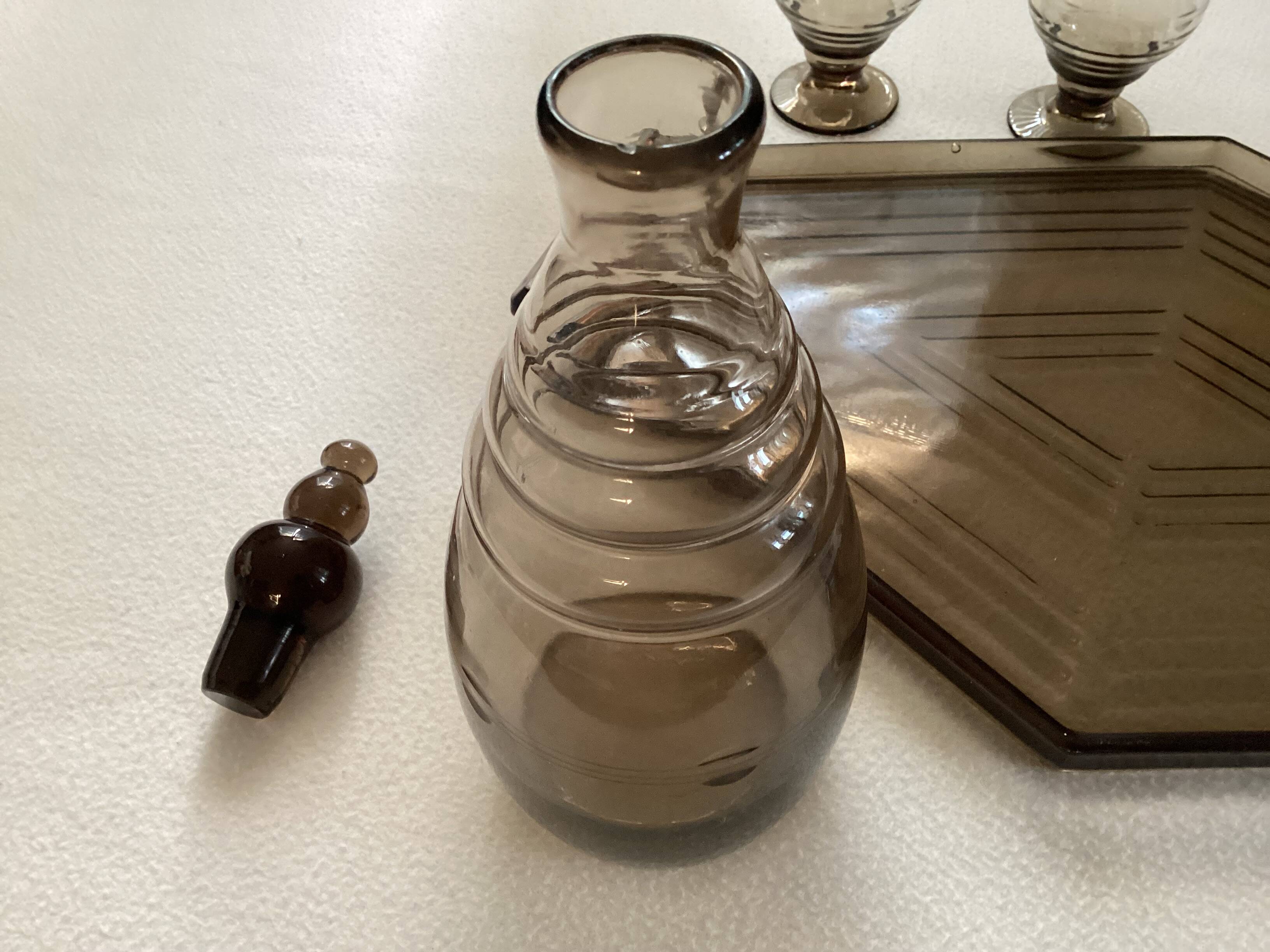 Art Deco glass and carafe set